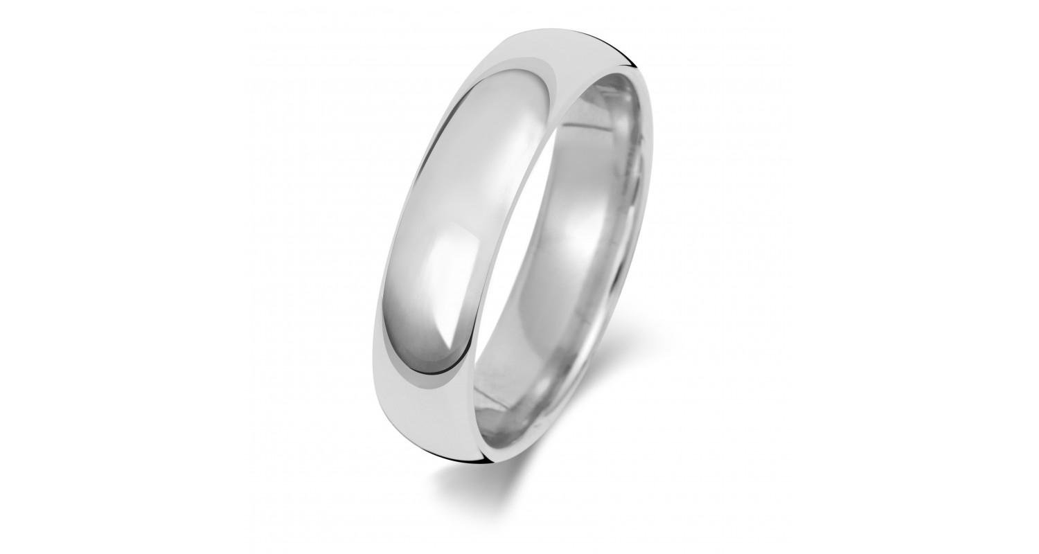 9ct White Gold Court 5mm Heavyweight Band